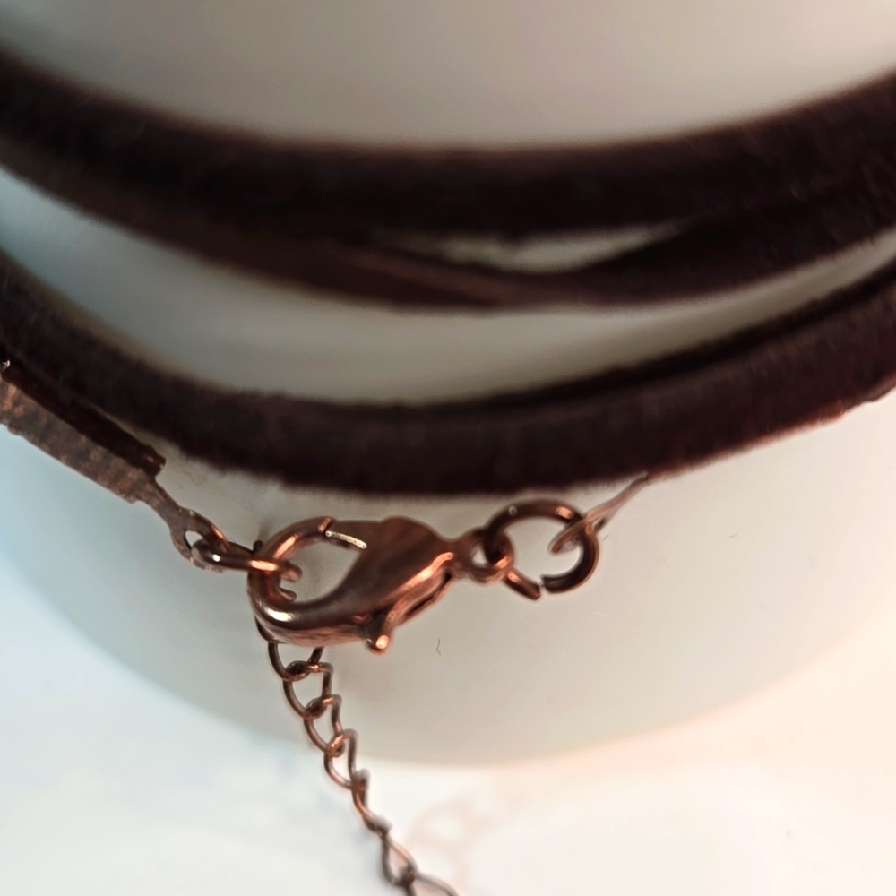 Hammered Copper Circle Double Strand Brown Leather Wrap Bracelet NWOT - Picture 5 of 9